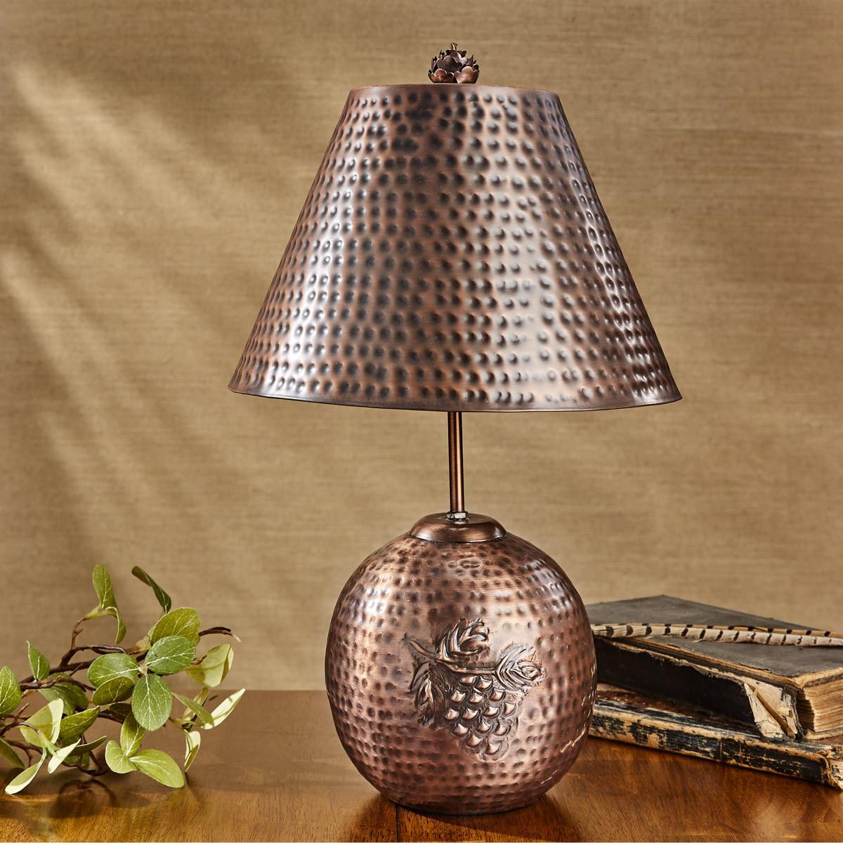Valley Pine Hammered Copper Lamp with Shade - Country Village Shoppe