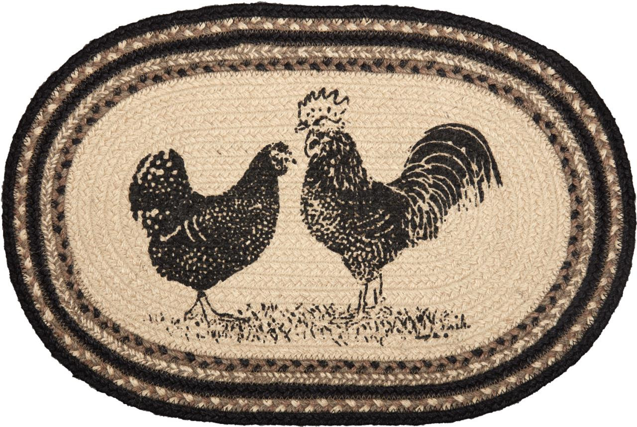 Sawyer Mill Charcoal Poultry Jute Placemats - Set of 6 - Country ...