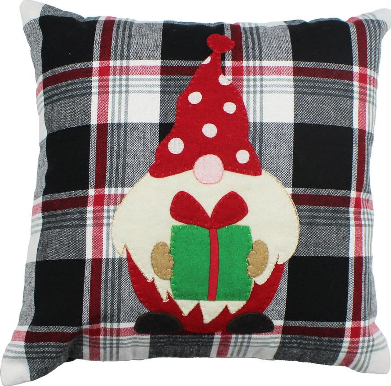 Outdoor Pillows Covers with Inserts 1PCS, Merry Christmas Gnome Buffalo  Check Plaid Elves Farmhouse Xmas Waterproof Pillow with Adjustable Strap