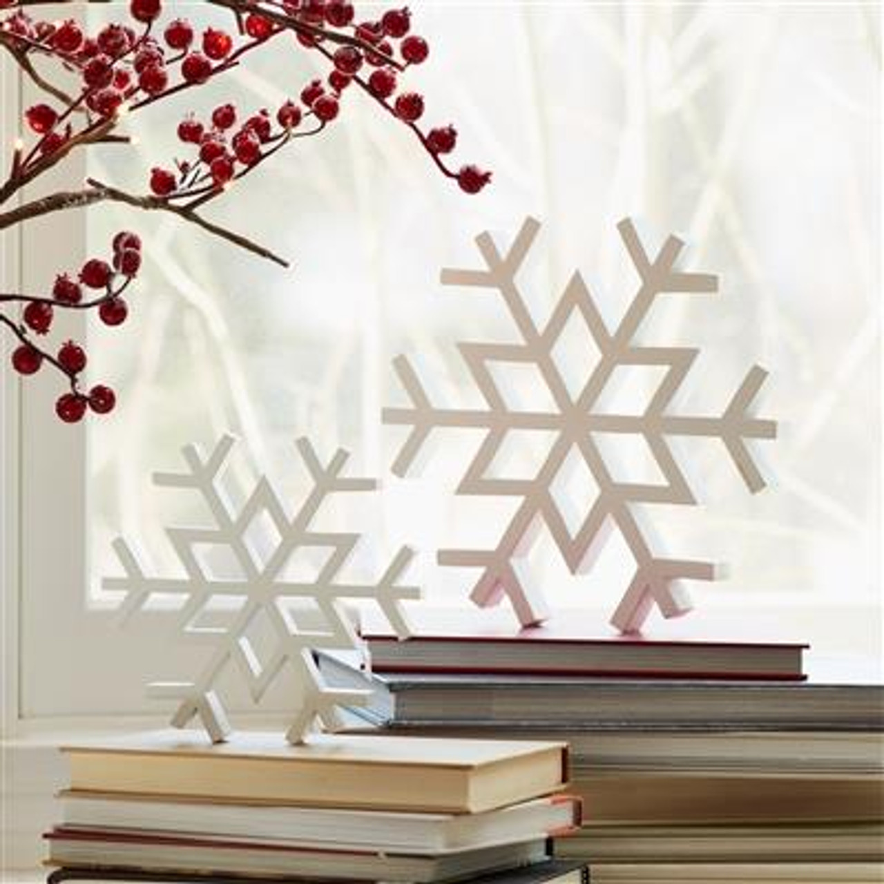 Blue set of 5 wood snowflakes – Country Squared