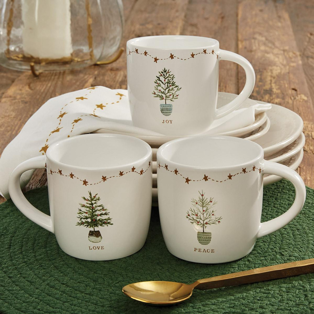 Christmas in the Country Stoneware Mugs - Set of 4