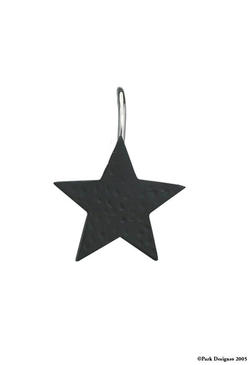 Black Star Shower Curtain Hooks - Set of 12