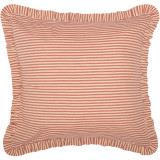 19th Victorian Red Work Layover Sham 朝 Sawyer Mill Red Ticking Stripe Pillow Sham - Euro Fabric - Country