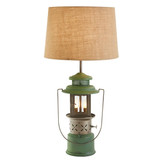 Green Camp Lantern Lamp With Shade - Country Village Shoppe