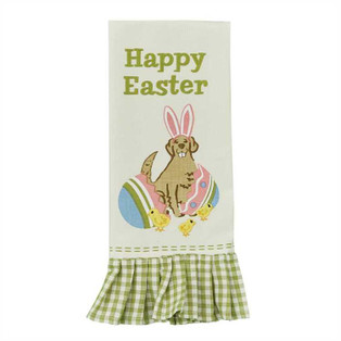 Easter Dog Embroidered Printed Dishtowels - Set of 2 - 762242437296
