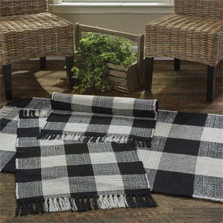 Wicklow Check Rag Rugs - Black & Cream - 400000567914