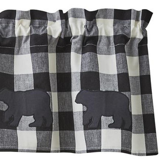 Wicklow Check Black & Cream Valance - Bear Applique 60x14 - 762242000322