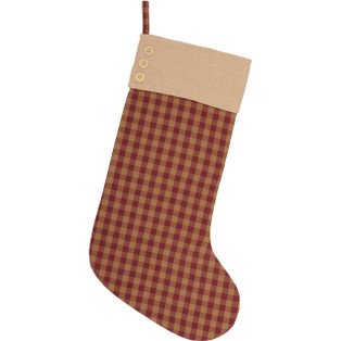 Burgundy Check Stocking - Button - 840528167461