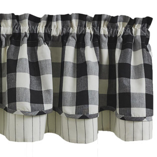 Wicklow Check Black & Cream Valance - Lined Layered 72x16 - 762242021952