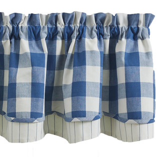 Wicklow Check China Blue Valance - Lined Layered 72x16 - 762242021976