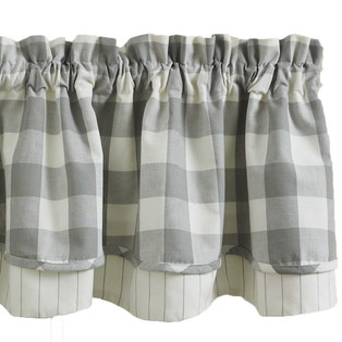 Wicklow Check Dove Valance - Lined Layered 72x16 - 762242021983