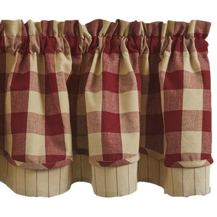 Wicklow Check Garnet Valance - Lined Layered 72x16 - 762242021990