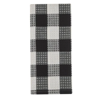 Wicklow Check Black & Cream Waffle Dishtowels - Set of 3 - 762242021419
