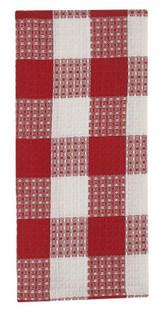 Wicklow Check Red & Cream Waffle Dishtowels - Set of 3 - 762242021471