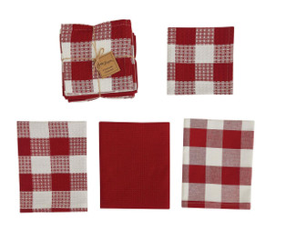 Wicklow Check Red & Cream Dishtowel Set - 762242021563