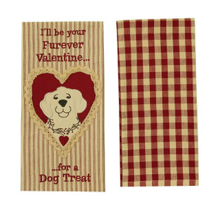 Dog Treat Valentine Embroidered & Appliqued Dishtowels - Set of 2 - 762242437241