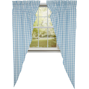 Annie Buffalo Check Blue Prairie Gathered Curtains - 72x84 - 810055892648