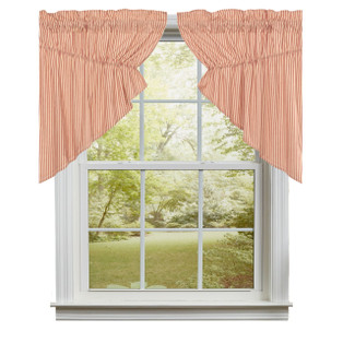 Sawyer Mill Red Ticking Stripe Prairie Gathered Curtains - 72x36 - 840528181023