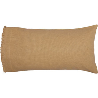Burlap Natural Fringed Ruffle Pillowcases - King Set of 2 - 840528182716
