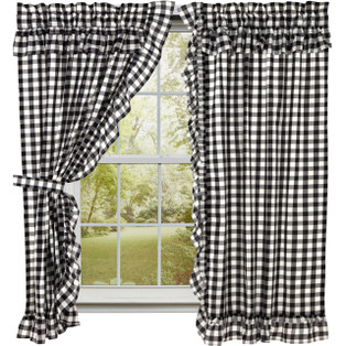 Annie Buffalo Check Black Ruffled Panels - 72x63 - 840528178788