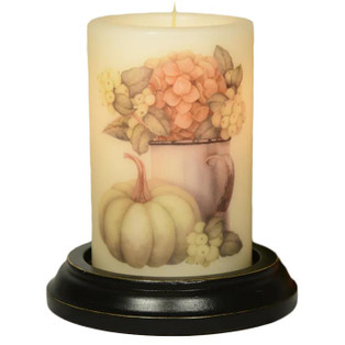 Candle Sleeve - Rusty Cup Hydrangea with Pumpkin - 844558066558