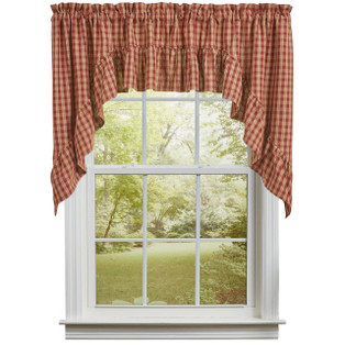 Sturbridge Wine Plaid Swags - Ruffle 72x36 - 762242033443
