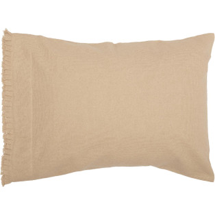Burlap Vintage Fringed Ruffle Pillowcases - Standard Set of 2 - 840528182785