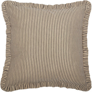 19th Victorian Red Work Layover Sham 朝 Sawyer Mill Red Ticking Stripe Pillow Sham - Euro Fabric - Country
