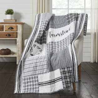 Sawyer Mill Black Stenciled Patchwork Throw - 60x50 - 810055899753
