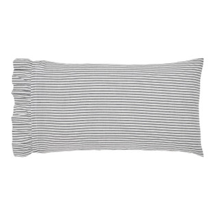 Sawyer Mill Black Ticking Stripe Pillowcases - Ruffled King Set of 2 - 810055899951