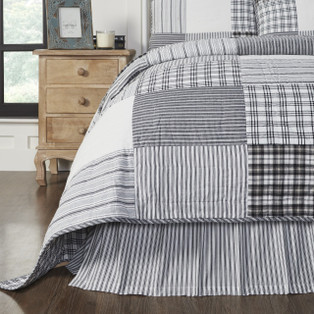 Sawyer Mill Black Ticking Stripe Bed Skirt - 810055899913