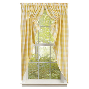 Wicklow Check Yellow Prairie Gathered Curtains - 72x63 - 762242036611