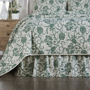 Dorset Green Floral Bed Skirt - 840233904733