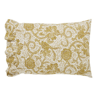 Dorset Gold Floral Ruffled Pillowcases - Standard Set of 2 - 840233904535