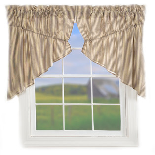 Sawyer Mill Charcoal Ticking Stripe Prairie Gathered Curtains - 72x36 - 840528180750