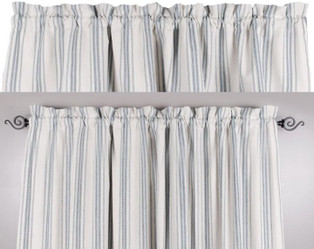 Grain Sack Stripe Colonial Blue Curtain Collection -