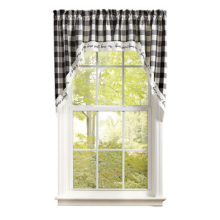 Wicklow Check Black & Cream Swags - Home 72x36 - 762242036543