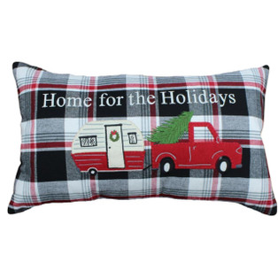 Winter Plaid Pillow With Fill - Home For The Holidays 14x20 - FINAL SALE - NO RETURNS - 648558021537