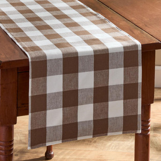 Wicklow Check Brown & Cream Table Runners - Backed -
