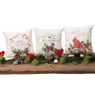 Cardinal & Holly Pillows - Set of 3 10x10 - 840051941996
