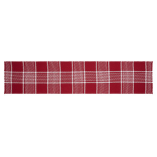 Eston Red & White Plaid Fringed Table Runners -