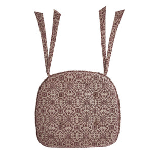 Custom House Burgundy Tan Jacquard Chair Pads - Set of 2 - 840233927114