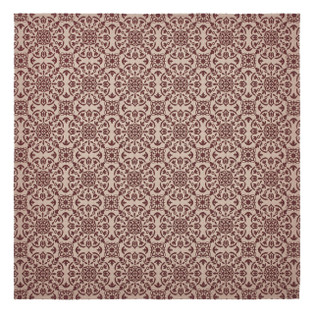 Custom House Burgundy Tan Jacquard Table Topper - 20x20 - 840233927053