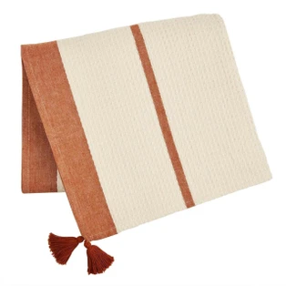 Waffle Chambray Stripe Blanket - Terracotta - FINAL SALE - NO RETURNS - 718540816196