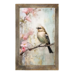 Small Bird On Branch - Natural Frame 10x16 - 400000702049