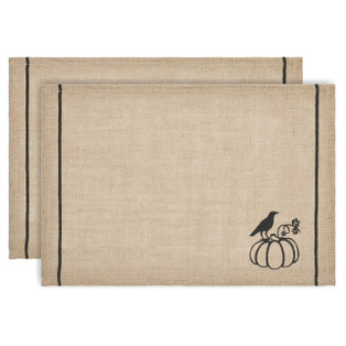 Raven Harvest Burlap Jute Placemats - Rectangle Set of 2 13x19 - 840233920450
