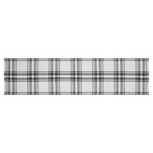 Harper Plaid Green & White Fringed Table Runners -