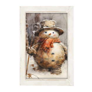 Rustic Snowman - White Frame 18x36 - FINAL SALE - NO RETURNS - 400000711744
