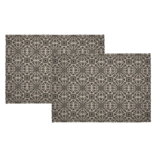 Custom House Black Tan Jacquard Placemats - Set of 2 - 840233926797