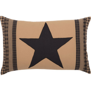 Black Check Star Patch Pillow - 14x22 - 840528173332